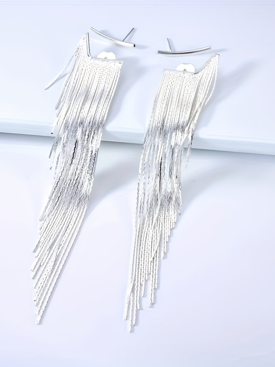 Laser Focus Metal Tassel Earrings  5