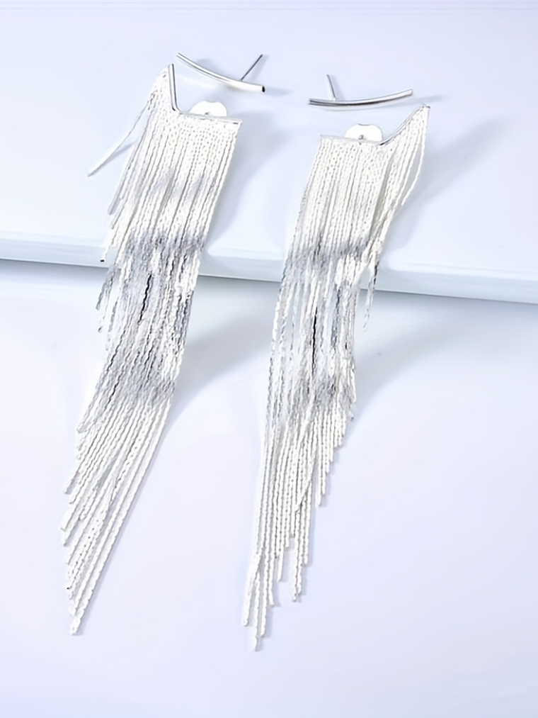 Laser Focus Metal Tassel Earrings  5