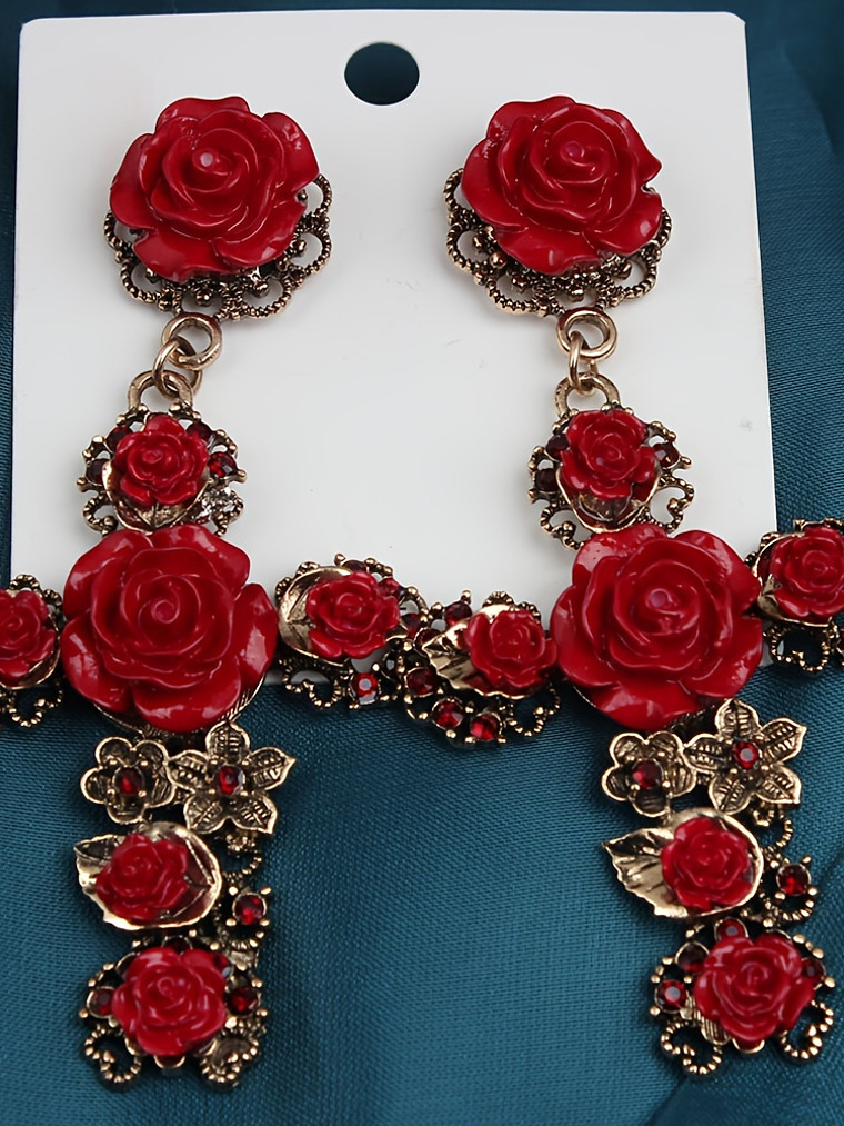 Tears of Joy Vintage Rose Cross Earrings  12