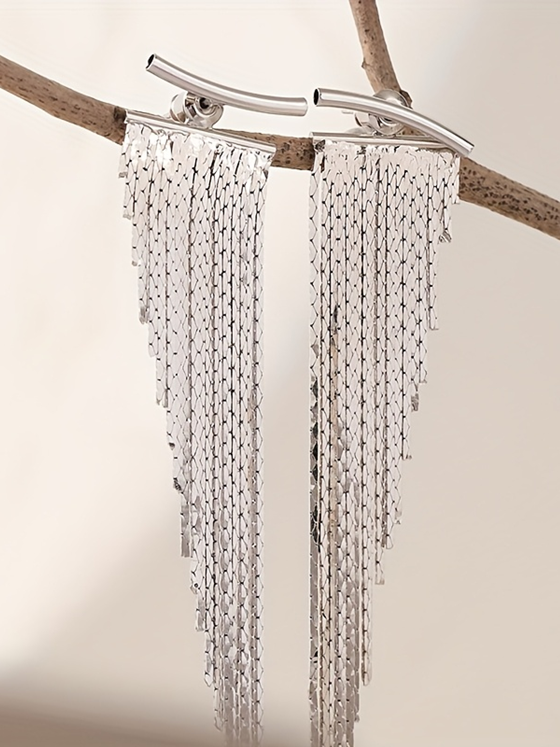 Laser Focus Metal Tassel Earrings  6