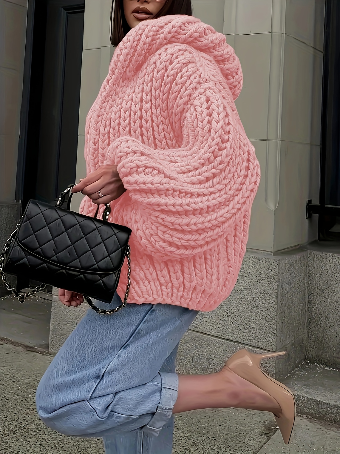 Cozy Thickened Hooded Lantern Sleeve Cardigan Sweater  10