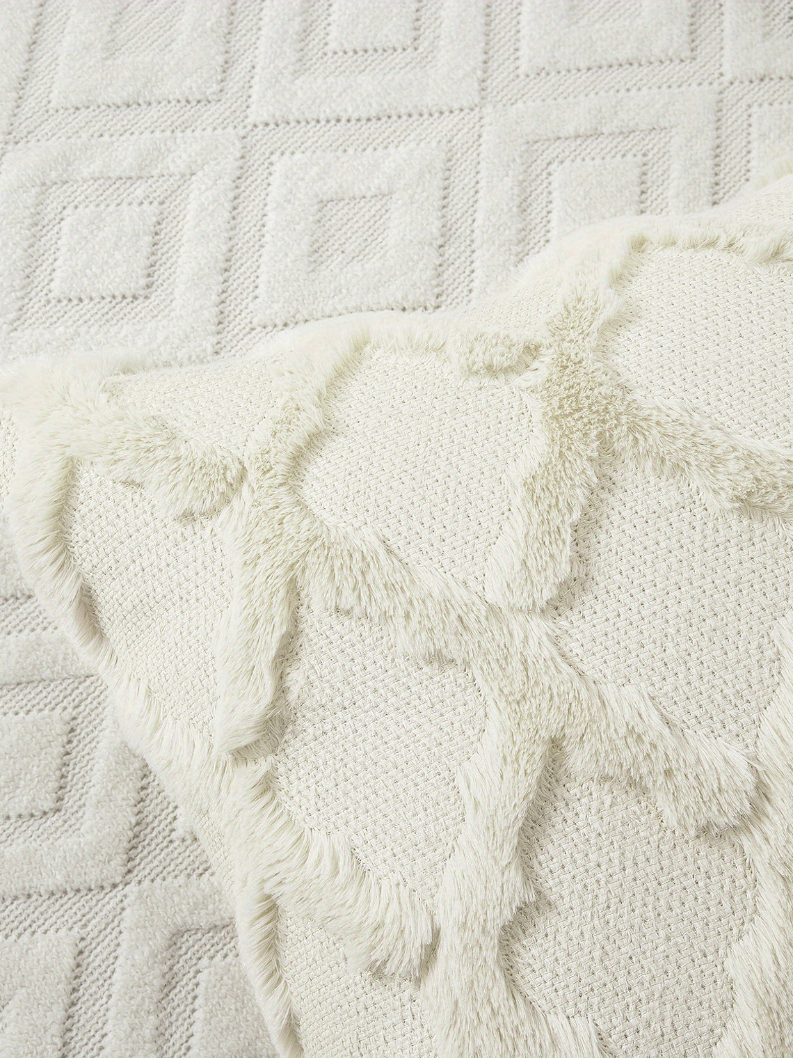 2pcs Boho Throw Pillow Covers 18x18 Inch Shaggy Plush Faux Wool with 3D Embroidery Pattern Suede Decorative Pillow Covers Luxury Cushion Covers for Couch Sofa Livingroom 14