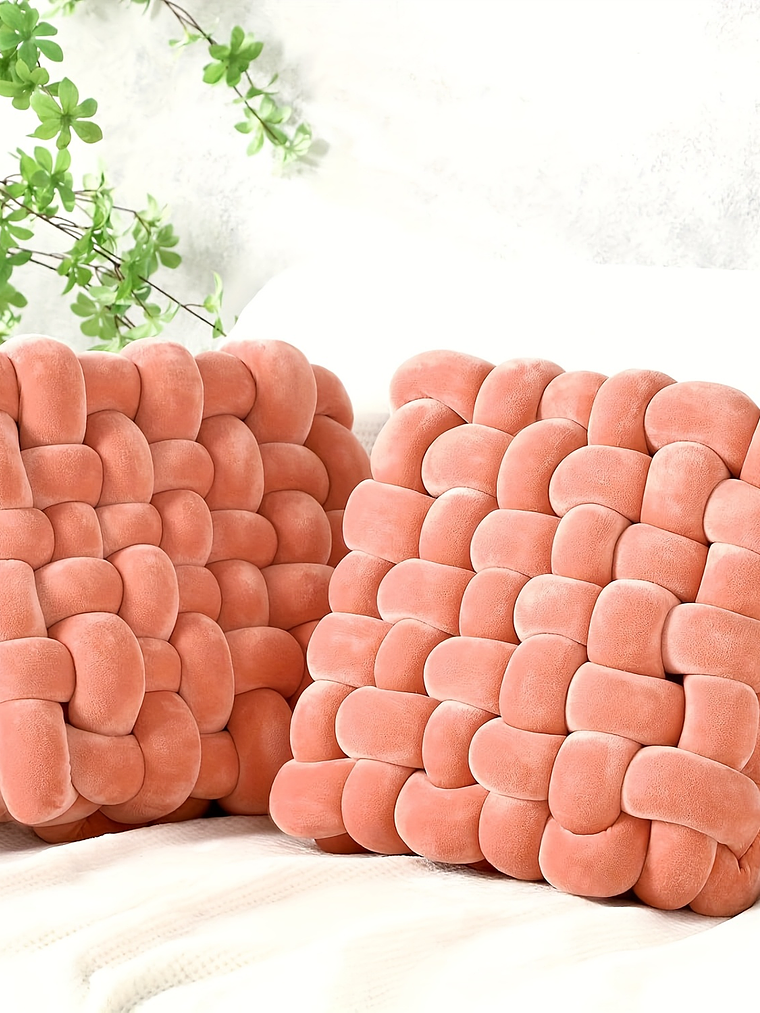 2pcs Knot Pillow Soft Throw Pillow Home Decoration Cushion Square Office Knotted Plush Throw Cushion For Living Room Bedroom Sofa Couch Living Room Decor, 12'' X 13'' 16