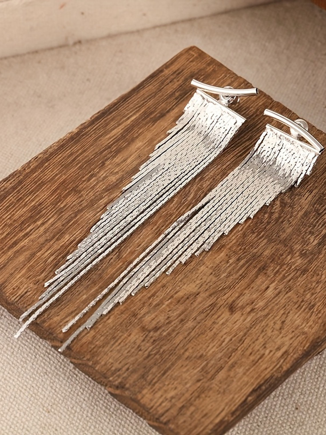 Laser Focus Metal Tassel Earrings  7