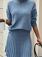 Women'S Suit, Autumn And Winter Elegant High-neck Drop Shoulder Long-sleeved Sweater And Pleated Skirt 2pcs Set - thumbnail 15