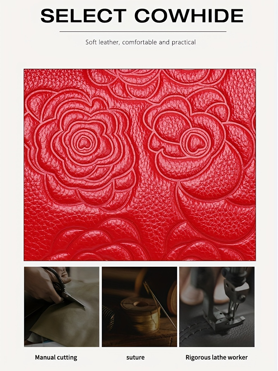 Blossom Embossed Genuine Leather Handbag  13