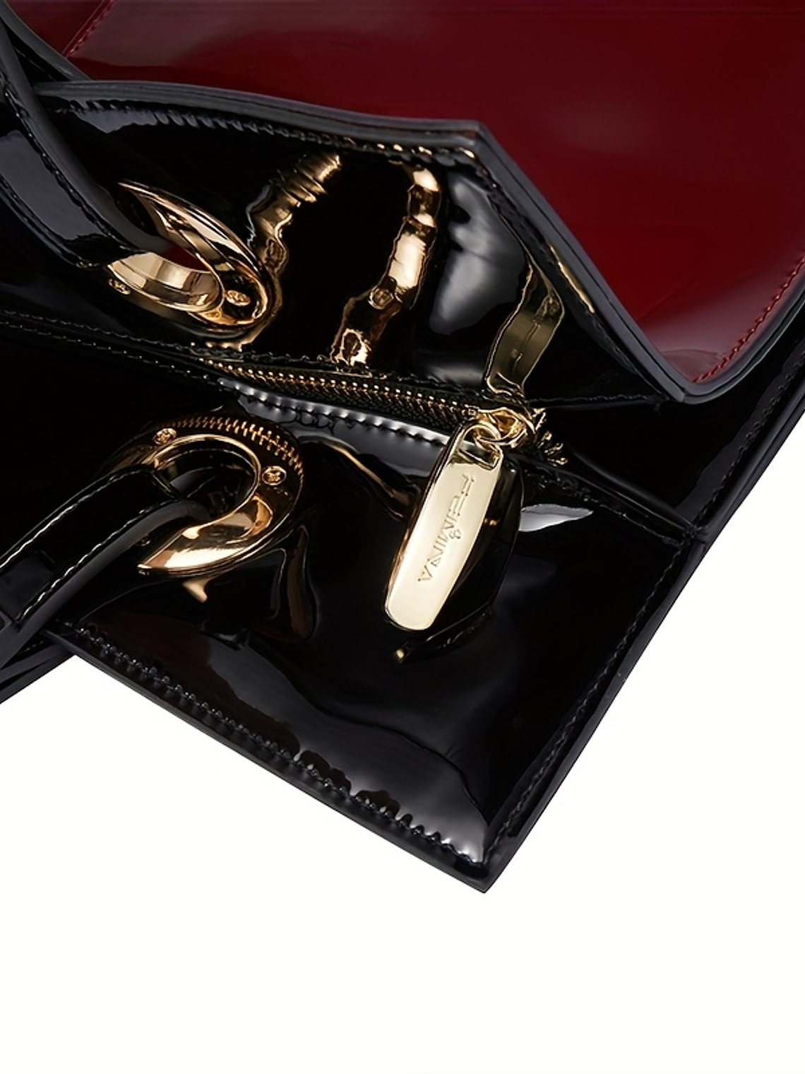 Women Patent Leather Handbag - Genuine Burgundy Purse, Large Capacity Tote & Wallet Combo (Handheld/Purse) in Red/Navy/Dark Purple, Golden-Tone Hardware, Adjustable Strap - Elegant Designer Bag for,,  15