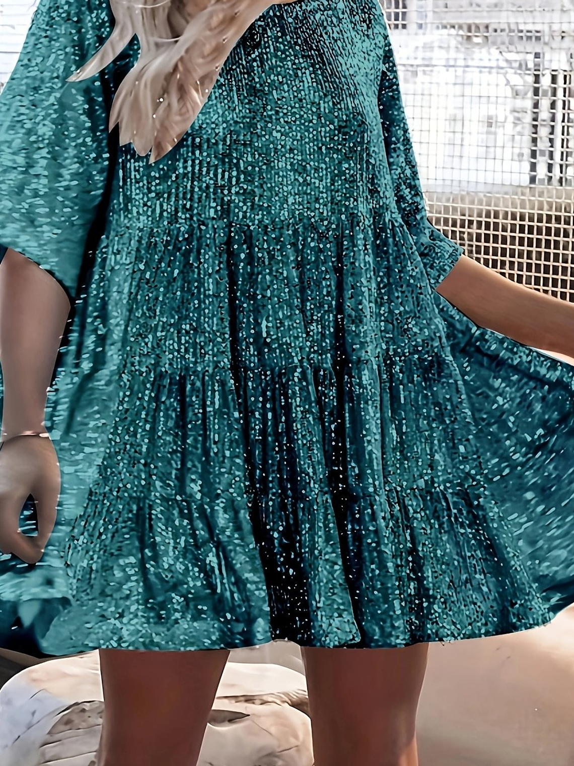 Baby Doll Sequined  Loose Dress 16