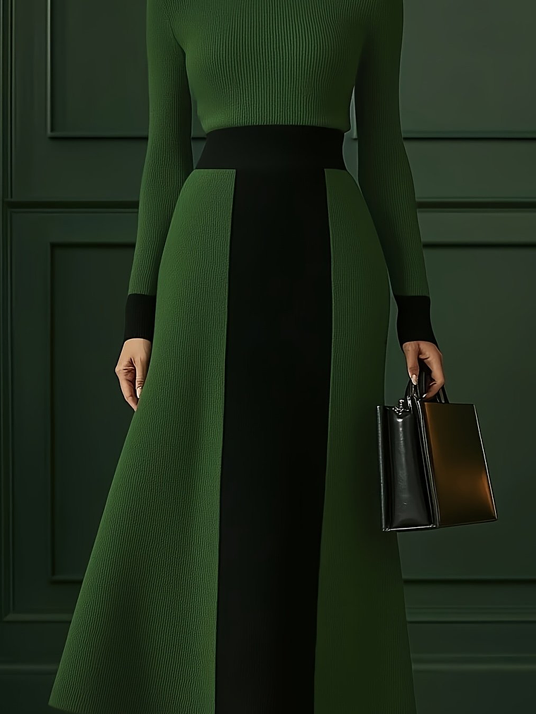 Elegant Color-Block Dress 11