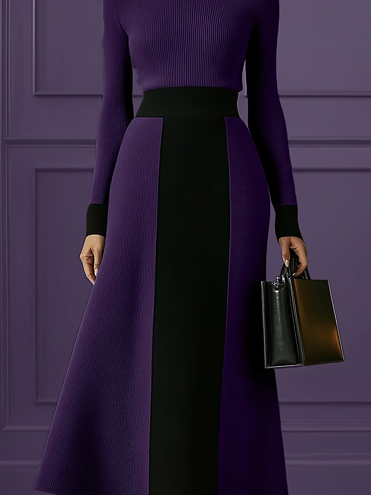 Elegant Color-Block Dress 12