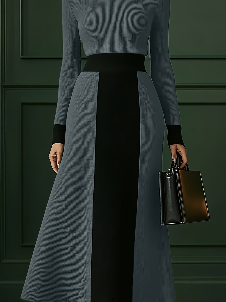 Elegant Color-Block Dress 13