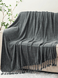 Luxury Chenille Throw Blanket, Plush Soft Fringe Trim No-Sew Edges, Cozy Chenille Fabric All-Season Bedspread-Style Couch Cover, for Sofa Bed & Home Decor, 50