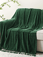 Luxury Chenille Throw Blanket, Plush Soft Fringe Trim No-Sew Edges, Cozy Chenille Fabric All-Season Bedspread-Style Couch Cover, for Sofa Bed & Home Decor, 50
