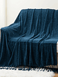 Luxury Chenille Throw Blanket, Plush Soft Fringe Trim No-Sew Edges, Cozy Chenille Fabric All-Season Bedspread-Style Couch Cover, for Sofa Bed & Home Decor, 50