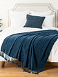Luxury Chenille Throw Blanket, Plush Soft Fringe Trim No-Sew Edges, Cozy Chenille Fabric All-Season Bedspread-Style Couch Cover, for Sofa Bed & Home Decor, 50