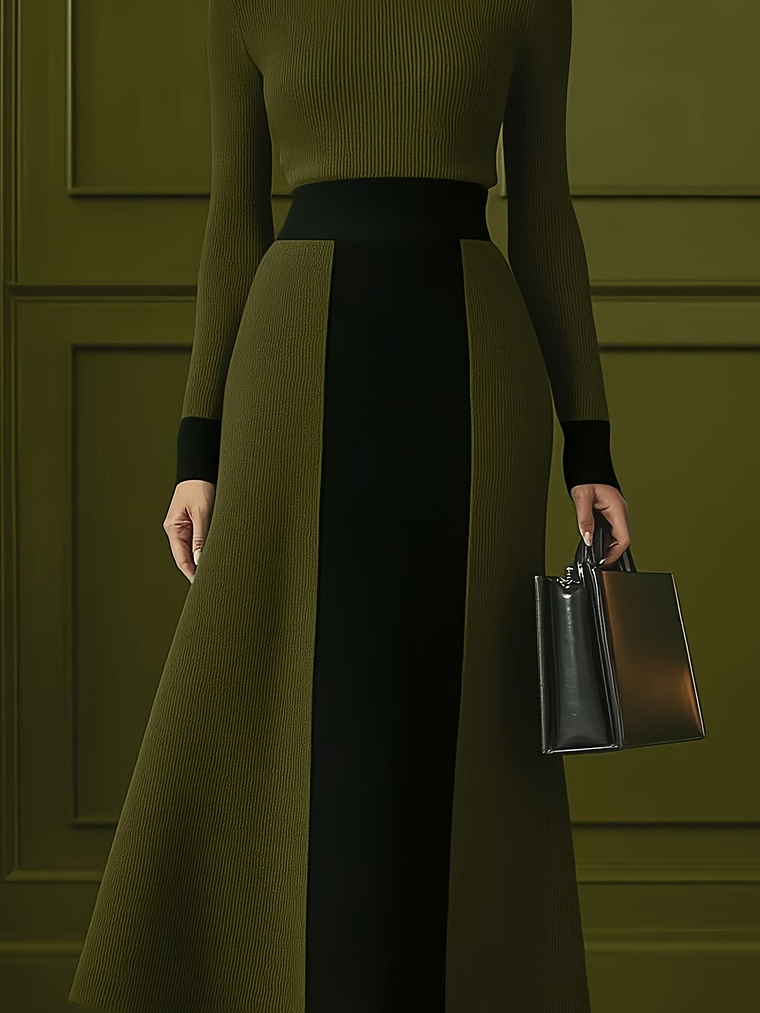 Elegant Color-Block Dress 14