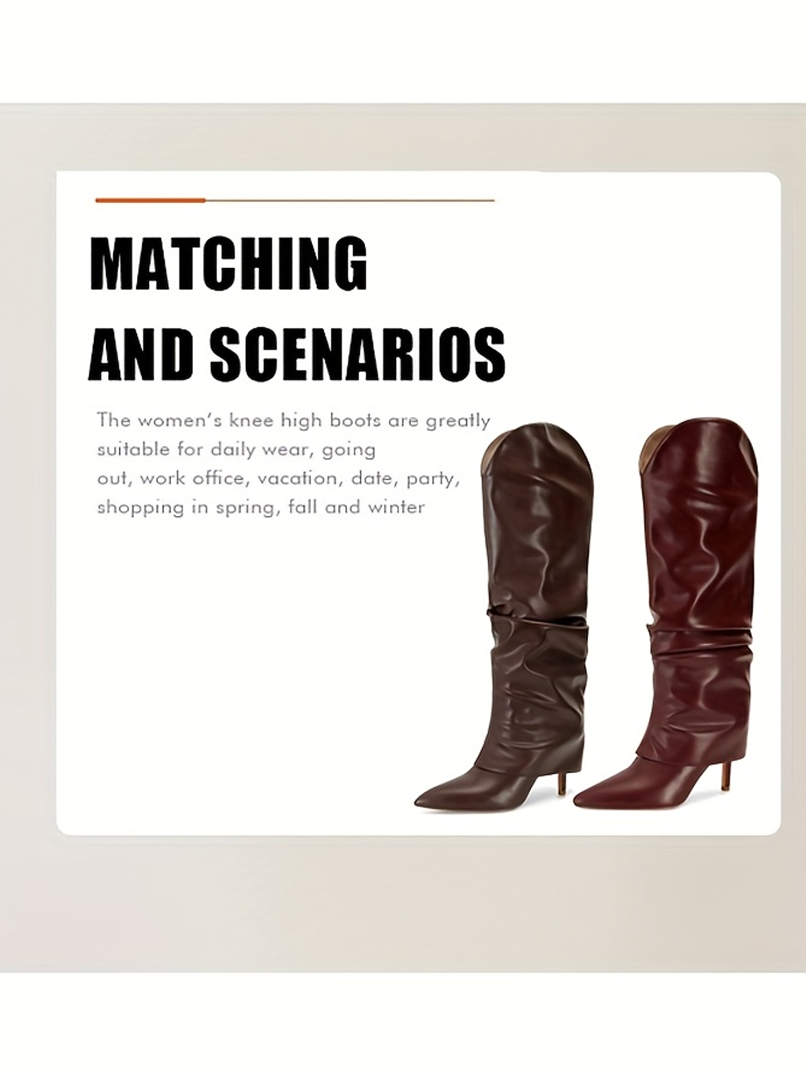 Women'S Genuine Leather Fold Over Knee High Boots - Wide Calf Pointed Toe Stiletto Heels, Pull-On Closure, All-Season Tall Booties with Cushioned Insole & Arch Support, Brown/Coffee - Versatile for Ca 18