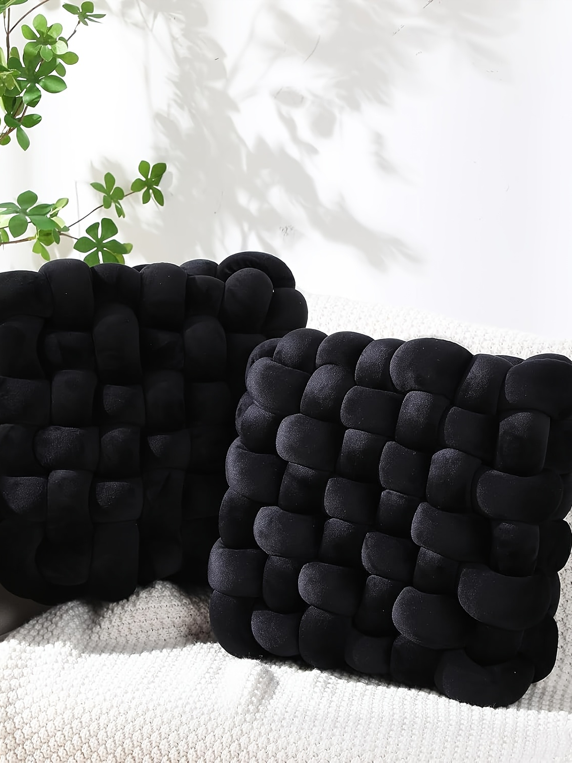 2pcs Knot Pillow Soft Throw Pillow Home Decoration Cushion Square Office Knotted Plush Throw Cushion For Living Room Bedroom Sofa Couch Living Room Decor, 12'' X 13'' 19