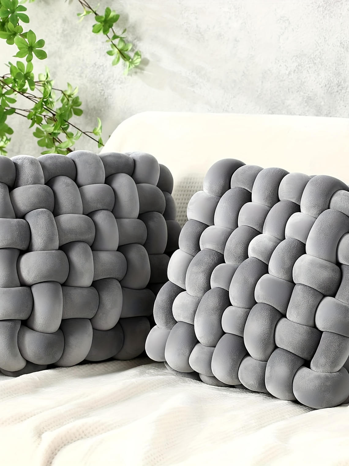 2pcs Knot Pillow Soft Throw Pillow Home Decoration Cushion Square Office Knotted Plush Throw Cushion For Living Room Bedroom Sofa Couch Living Room Decor, 12'' X 13'' 20