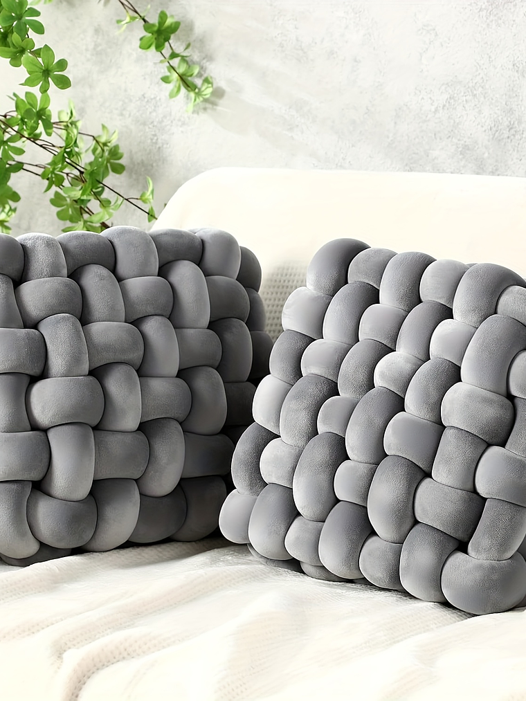 2pcs Knot Pillow Soft Throw Pillow Home Decoration Cushion Square Office Knotted Plush Throw Cushion For Living Room Bedroom Sofa Couch Living Room Decor, 12'' X 13'' 20