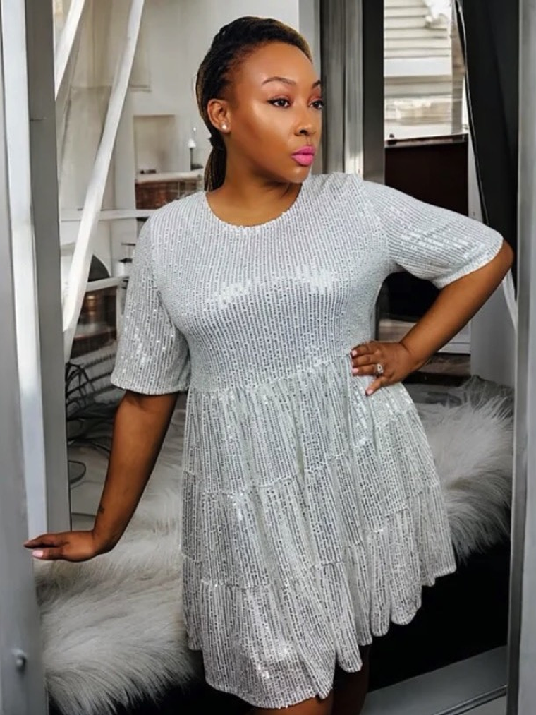 Baby Doll Sequined  Loose Dress 1