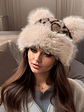Women'S Plush Faux Fur Hat with Bear Ears - Warm, Stylish Knit Beanie for Winter, Christmas Gift Idea, Festive Holiday Hat | Stylish Winter Hat | Knit Construction, Winter Hat - vignette 1