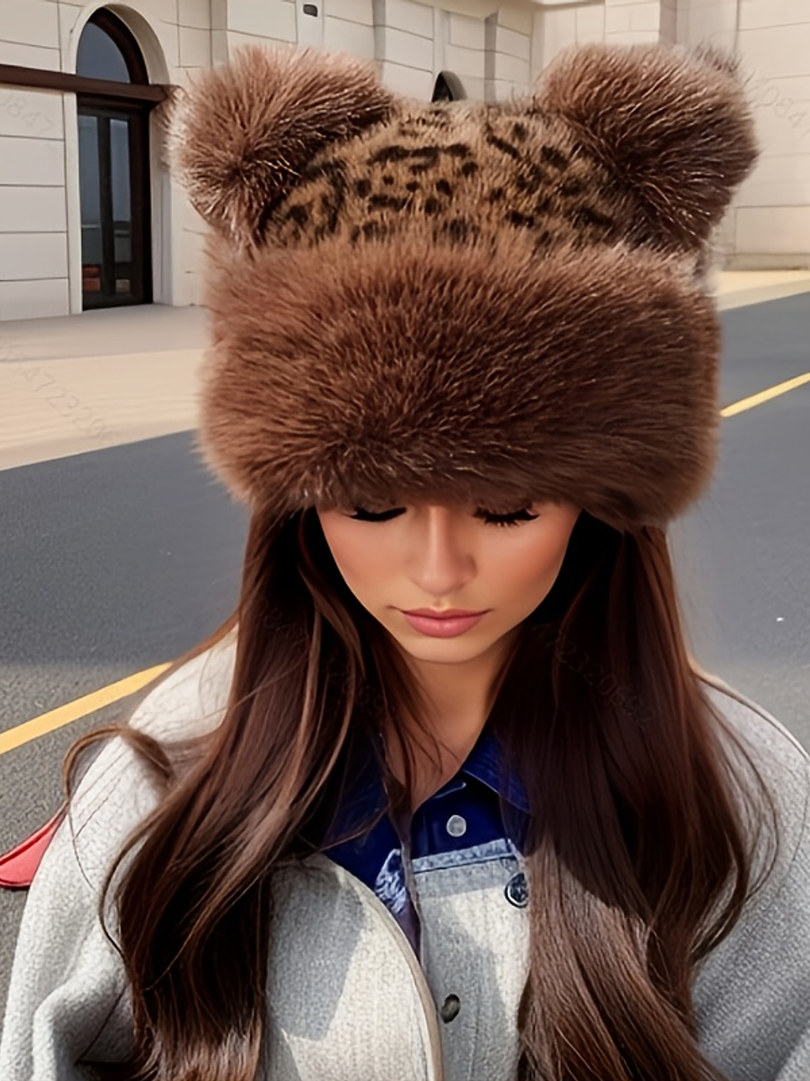 Women'S Plush Faux Fur Hat with Bear Ears - Warm, Stylish Knit Beanie for Winter, Christmas Gift Idea, Festive Holiday Hat | Stylish Winter Hat | Knit Construction, Winter Hat 7