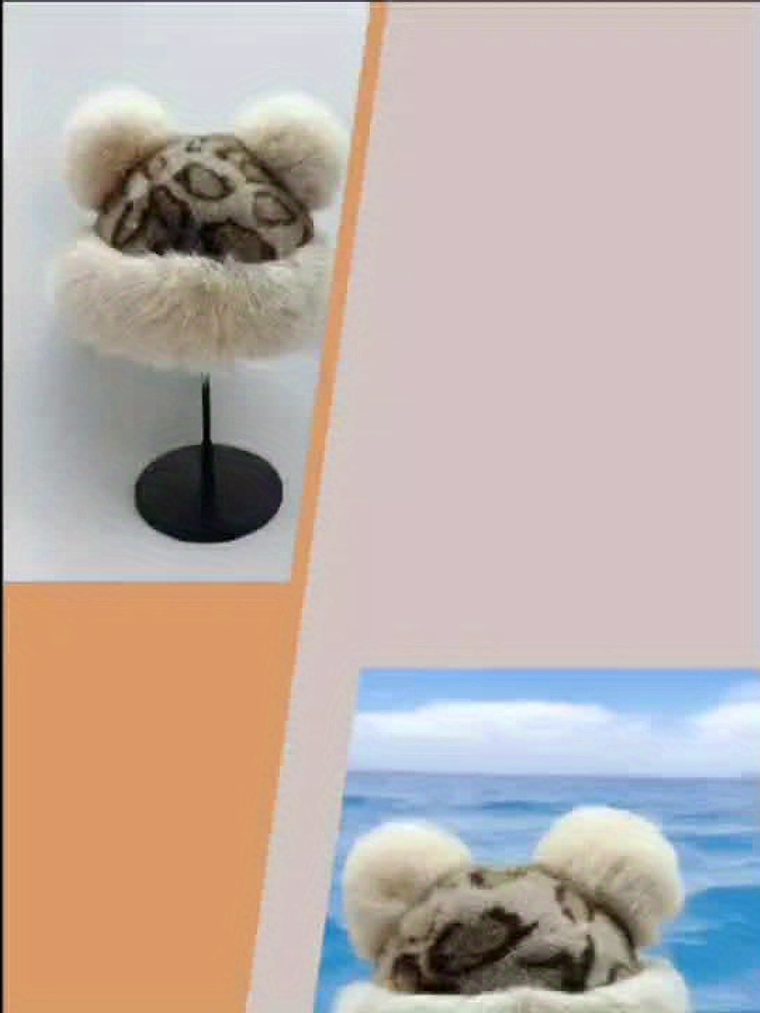 Women'S Plush Faux Fur Hat with Bear Ears - Warm, Stylish Knit Beanie for Winter, Christmas Gift Idea, Festive Holiday Hat | Stylish Winter Hat | Knit Construction, Winter Hat 9