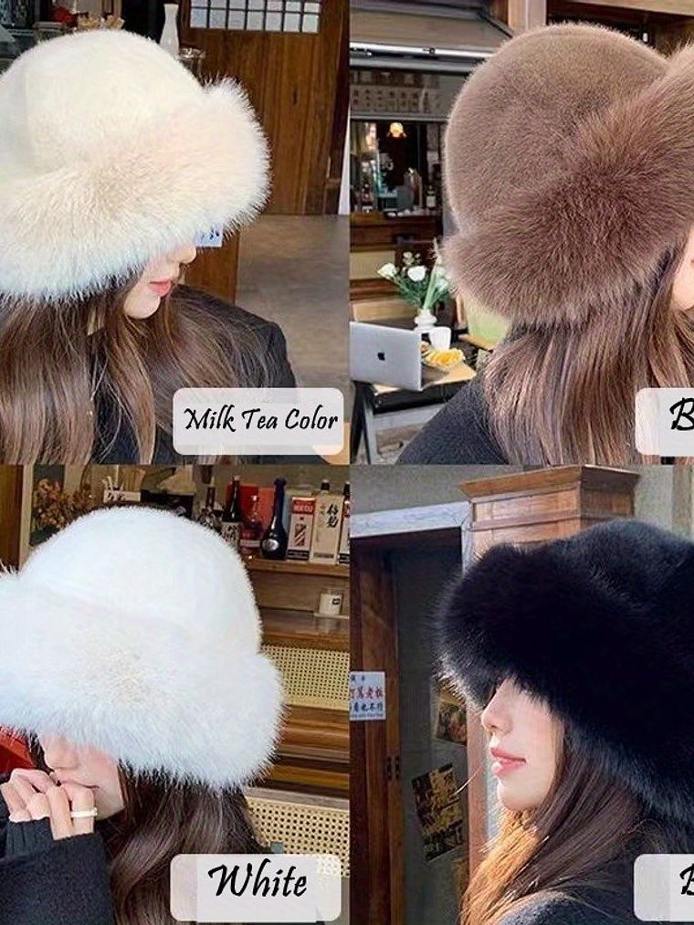 Elegant Women'S Faux Winter Hat - a Cozy And Warm Thick Mongolian Hat with Ear Protection, Featuring a Stylish And Simple Design, Elastic Fit, Perfect for Outdoor Activities in Cold Weather, a Great H 1