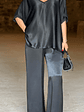 Lovely Satin Fabric V-Neck Elegant Trousers Set - thumbnail 11