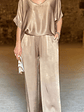 Lovely Satin Fabric V-Neck Elegant Trousers Set - thumbnail 12