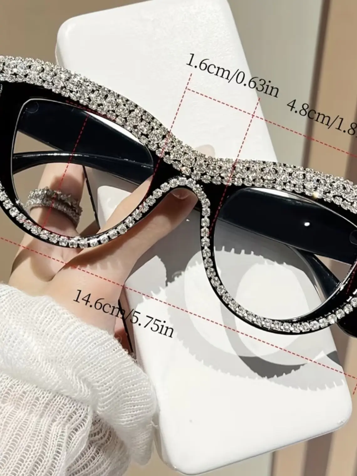 Crystal-Embellished Black Cat Eye Sunglasses 3