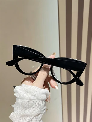 Crystal-Embellished Black Cat Eye Sunglasses