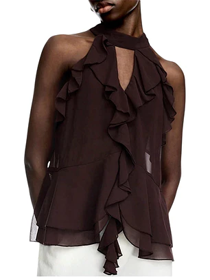 Chocolate Ruffle Halter