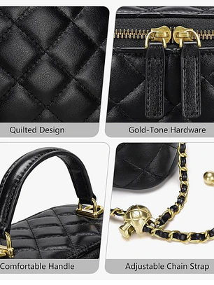 Quilted Top Handle Mini Crossbody 
