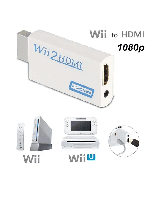  Adaptador HDMI Wii 3 en 1 Adaptador Wii a HDMI para