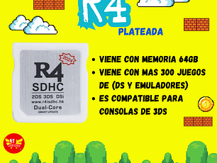 R4 PLATEADA CON 64GB para las 3ds con mas 300 juegos
