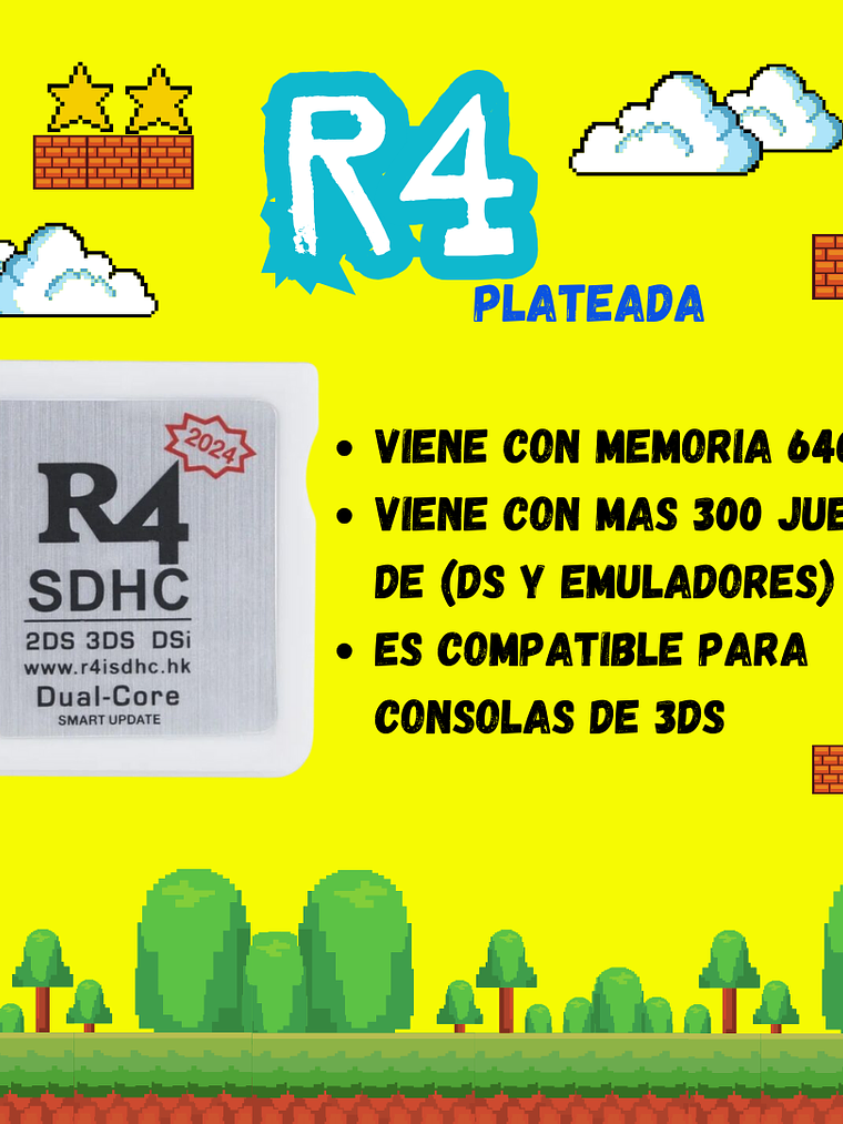 R4 PLATEADA CON 64GB para las 3ds con mas 300 juegos 1