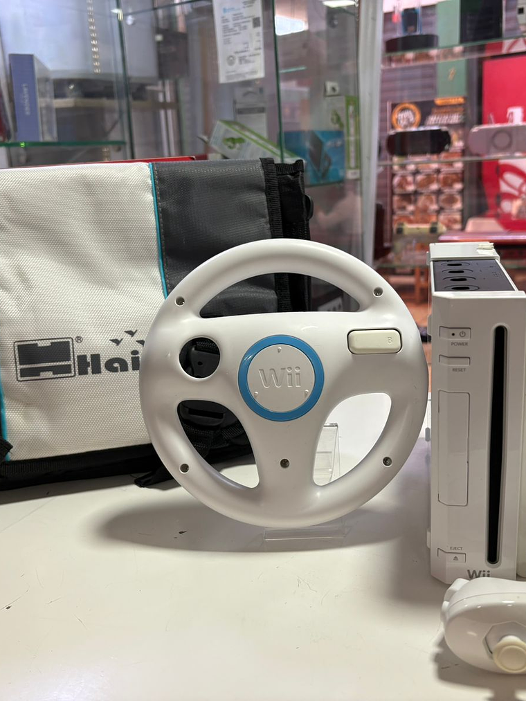 NINTENDO WII DESBLOQUEADA CON MAS DE 2000 JUEGOS + 1 MANDO + VOLANTE + BOLSO 1