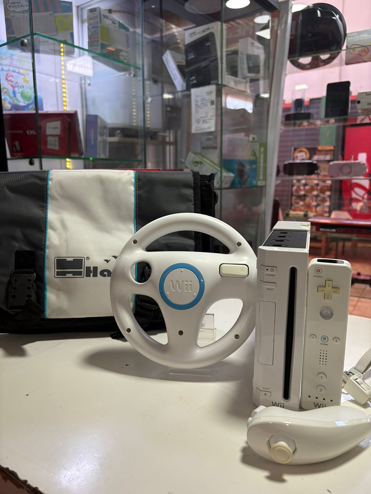 NINTENDO WII DESBLOQUEADA CON MAS DE 2000 JUEGOS + 1 MANDO + VOLANTE + BOLSO 6