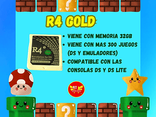 R4 GOLD para DS/DS LITE con mas 300 juegos 32gb