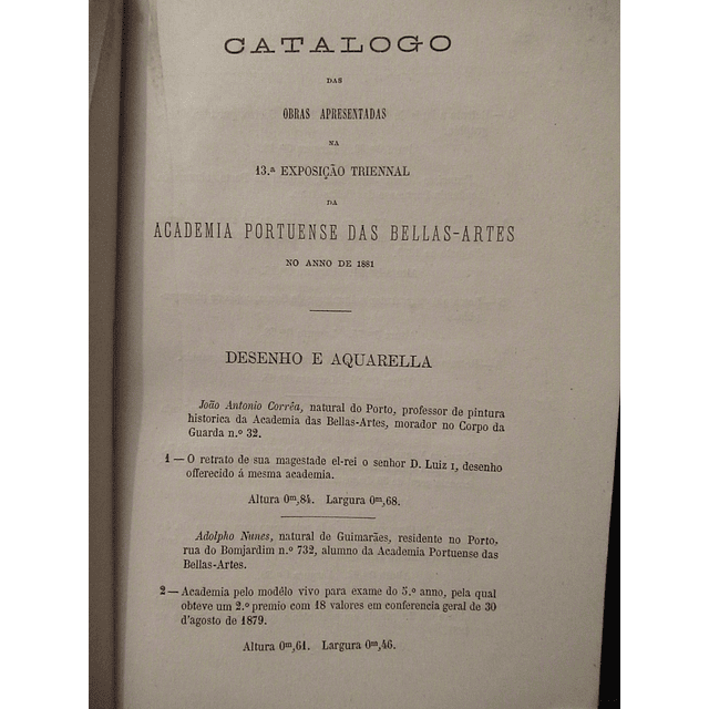 Catálogo Academia Portuense Belas Artes 1881 Conde Samodães