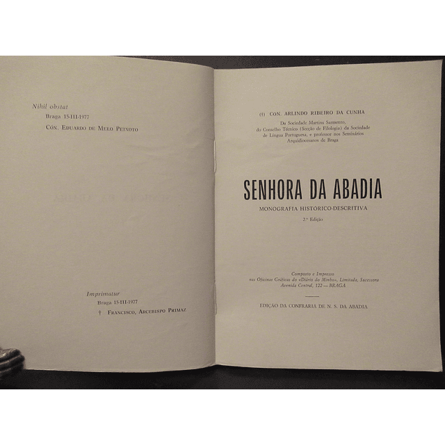 Senhora Da Abadia(Monografia) 1977 Arlindo Ribeiro Da Cunha