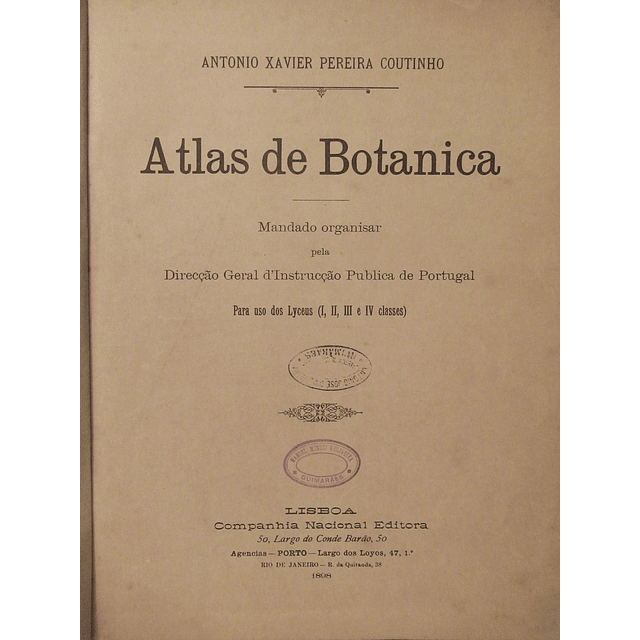 Atlas De Botânica/Instrução Publica 1898 António Xavier Pereira Coutinho