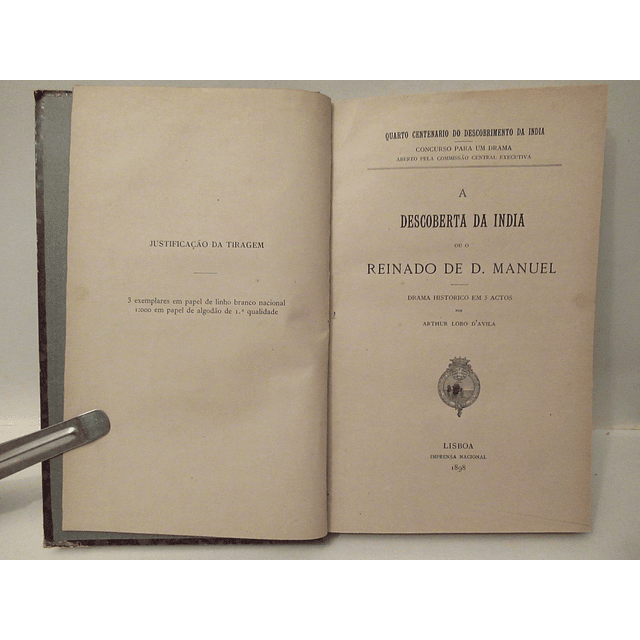 A Descoberta Da India(4º Centenário)/Reinado De D. Manuel 1898 Artur Lobo D`Avila