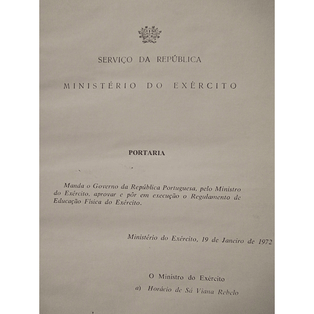 Regulamento De Educação Física No Exército 1972 Ministério Do Exército