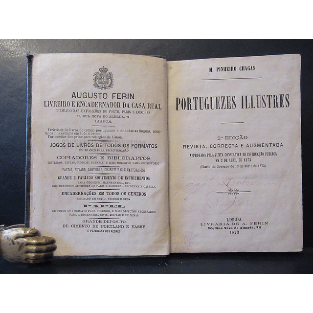 Portugueses Ilustres(Instrução Publica) 1873 M. Pinheiro Chagas