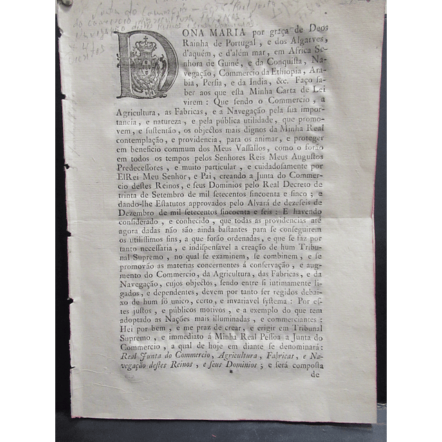 Carta De Lei Estatutos/Denominação Real Junta Comércio 1788 Dona Maria