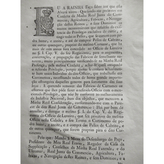 Alvarás Régios Entre Douro/Minho 1788/93 Chapéus Braga Peles/Curtumes