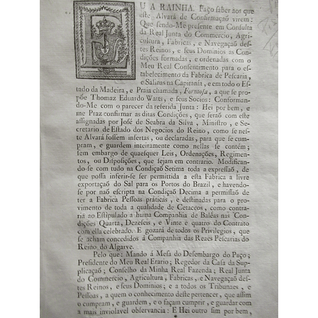 Alvarás Régios Dª. Maria I Pescas Algarve/Ilha Da Madeira/Praia Formosa 1790/92